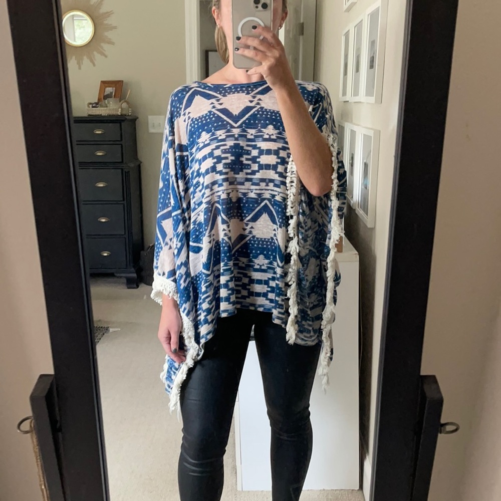 Honey Punch Fringe Poncho Top